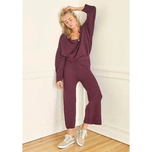 NWT Free People Hailee Sweater Set in Mulberry Red - Picture 1 of 10